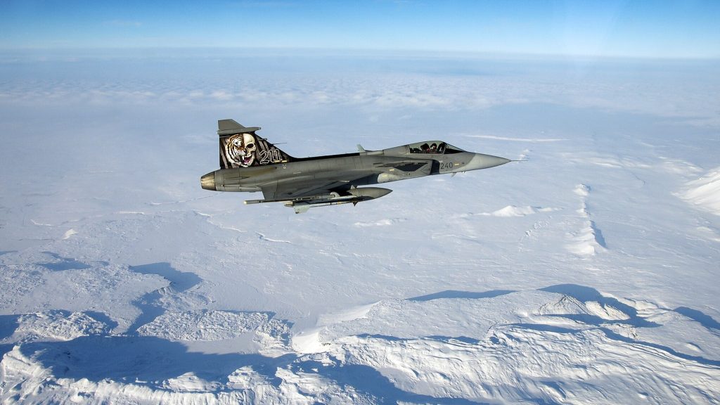 Saab JAS-39 Gripen of the Czech Air Force inflight over Iceland