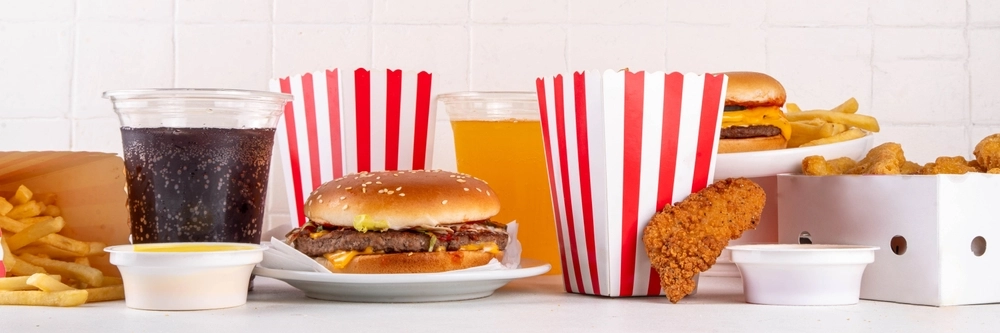 Fast food, burger, fried chicken