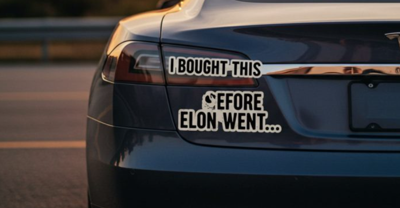 He Makes Hundreds of Thousands of Dollars Selling Stickers to Angry Tesla Owners