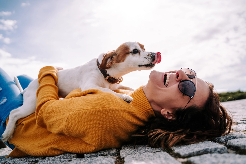 Dog and woman