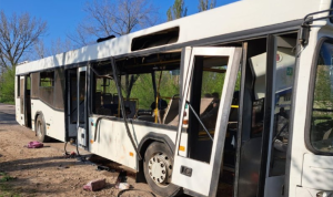 Civilian Bus Hit by Russian Drone in Ukraine