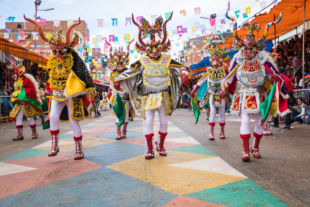 Oruro,,Bolivia,-,February,10,,2018:,Dancers,Oruro,Carnival