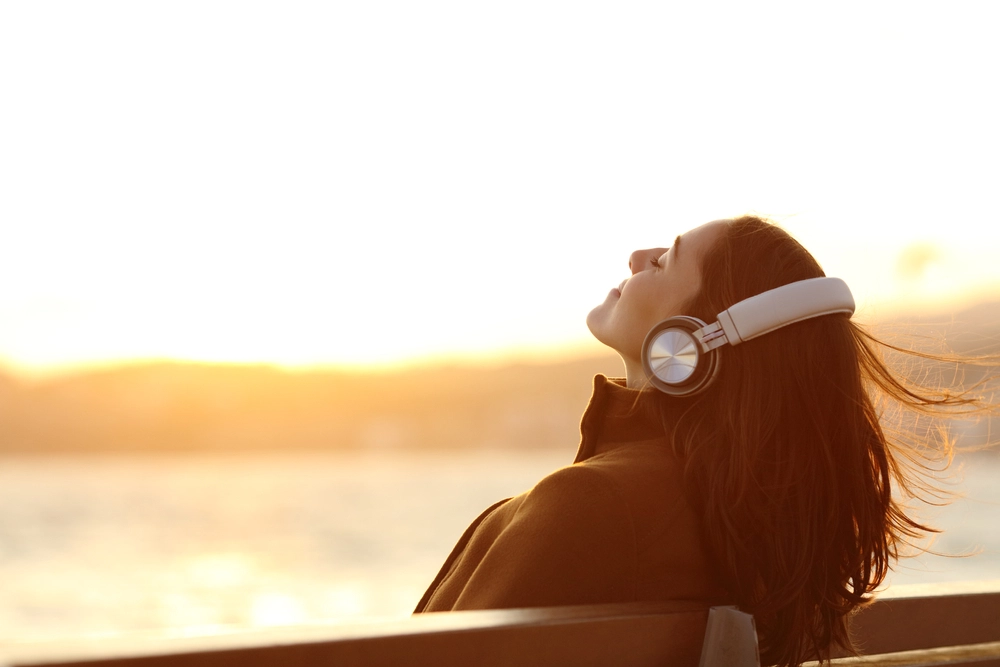 Woman relaxed on bench