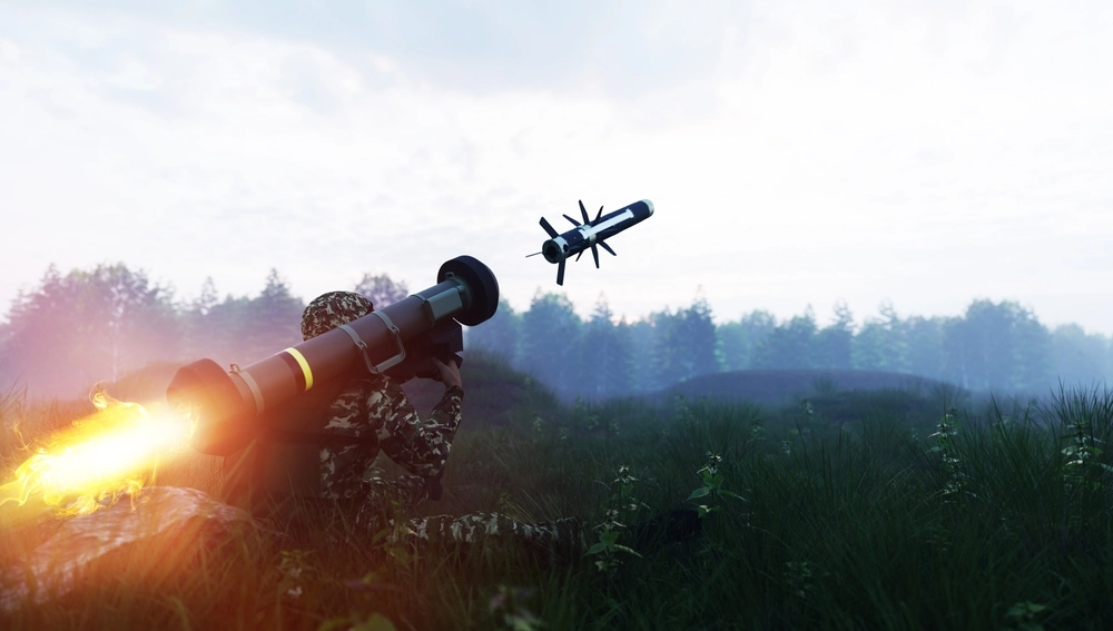 Soldier,Firing,Anti-tank,Missile,At,War,From,His,Lightweight,Portable