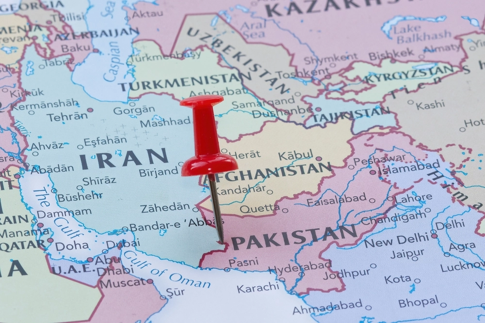 The,Border,Between,Iran,And,Pakistan,Is,Pinned,On,The