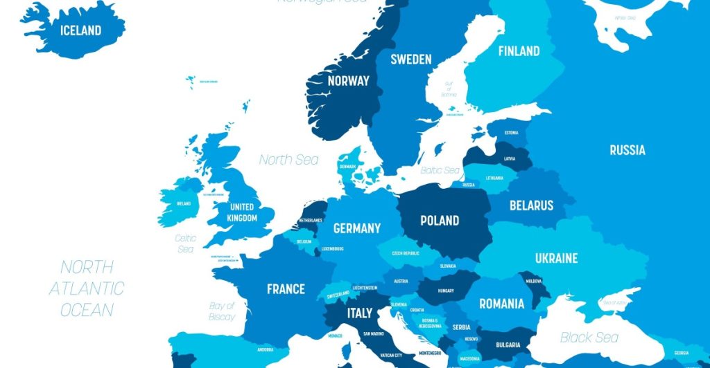 Map Kort, Europe, EU