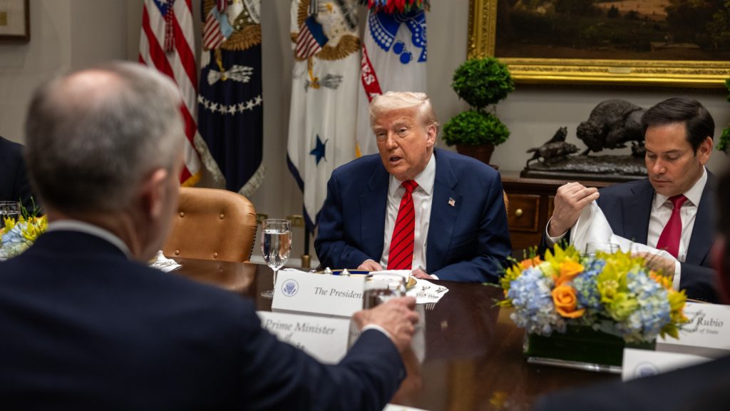 President Donald Trump meets with Canadian Prime Minister Mark Carney