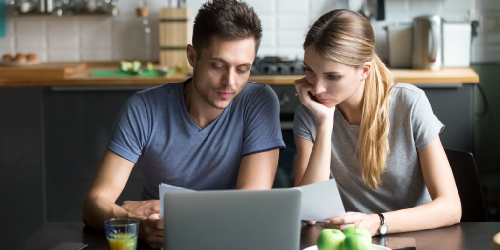 Money problems, debt, young couple