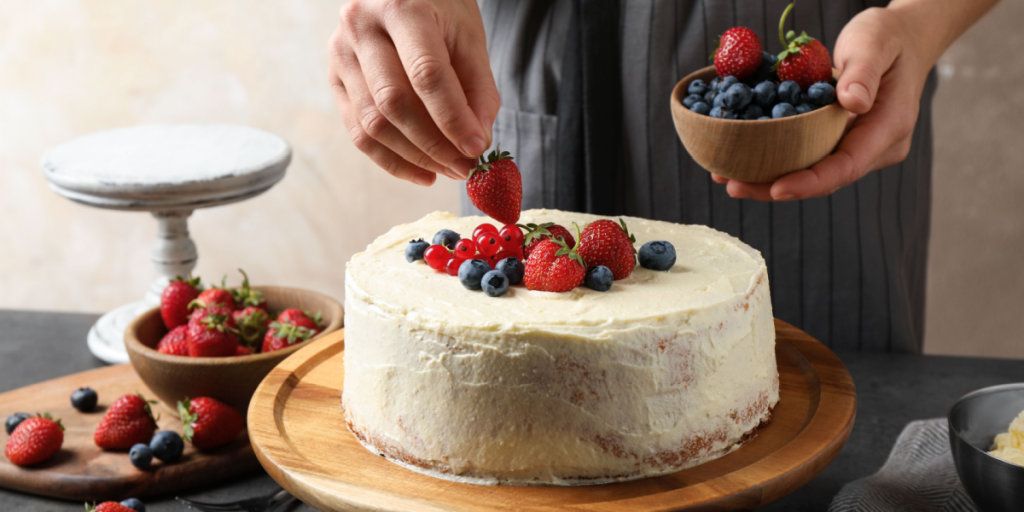 Decorating cake, baking