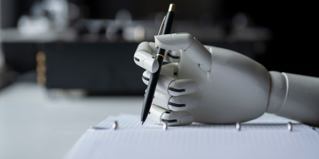 AI, robot, writing