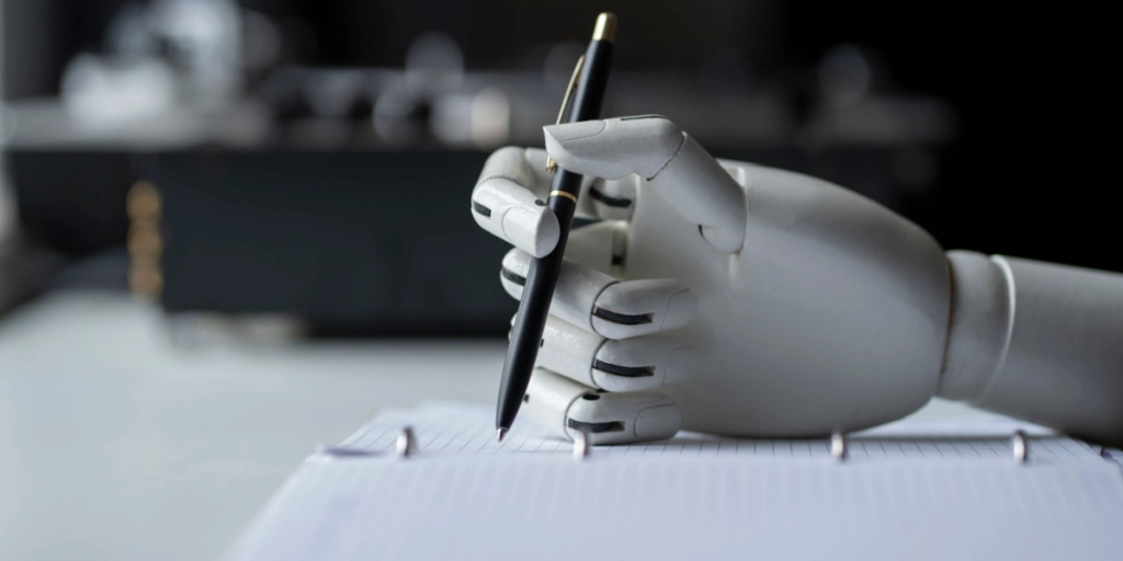 AI, robot, writing