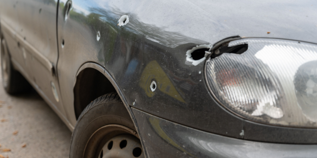 Car, shrapnel, damaged, war