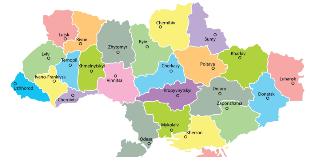 Ukraine, map, regions