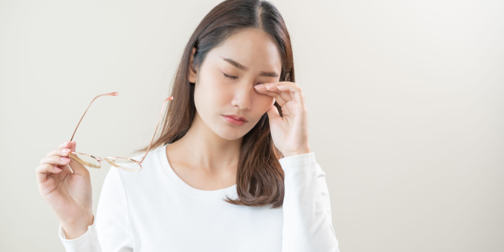 Headache, tired eyes