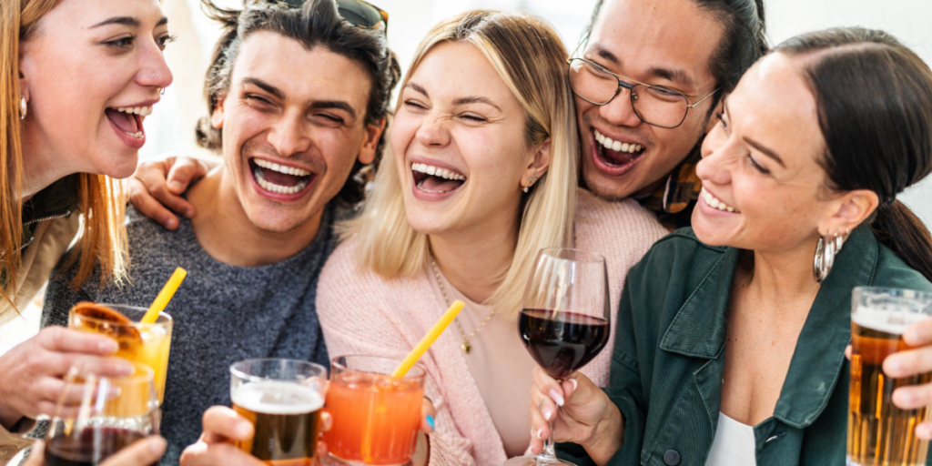 Happy, friends, parti