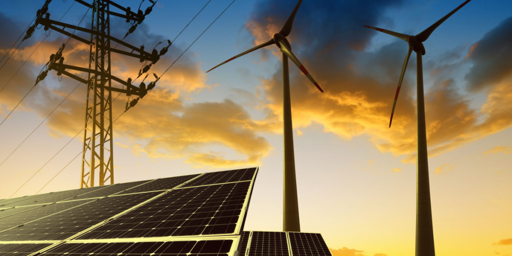 Solar panels, renewable energy, climate change, green transition