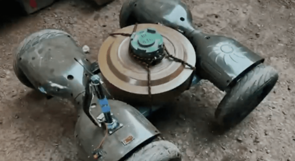 hoverboard drone with anti-tank mines