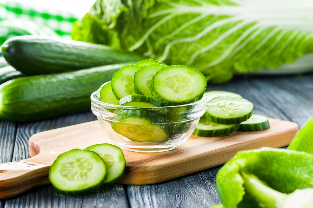 Cucumber,Sliced,in,bowl,agurk,i,skiver,i,sk&aring;l