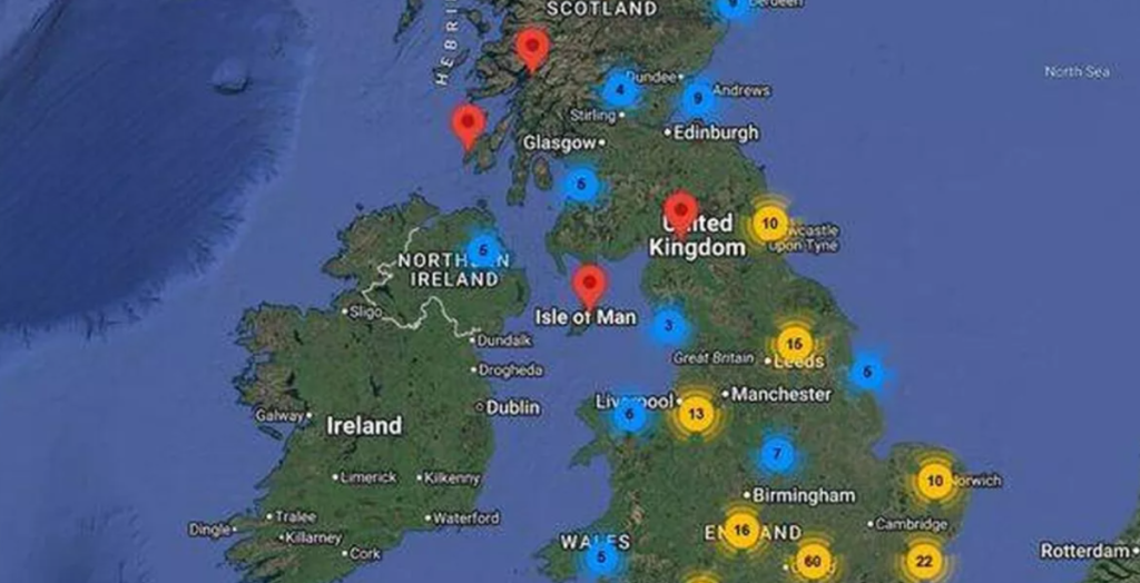 map of UK Bunkers