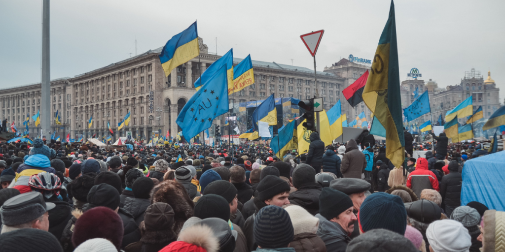 Ukraine, Kiev, January 19 2014: Clash during the protests against President Yanukovych in Kyiv on the street Grushevskogo