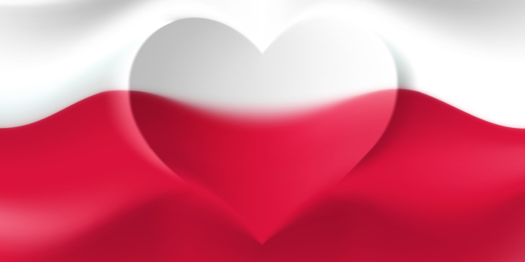 Poland, flag, heart