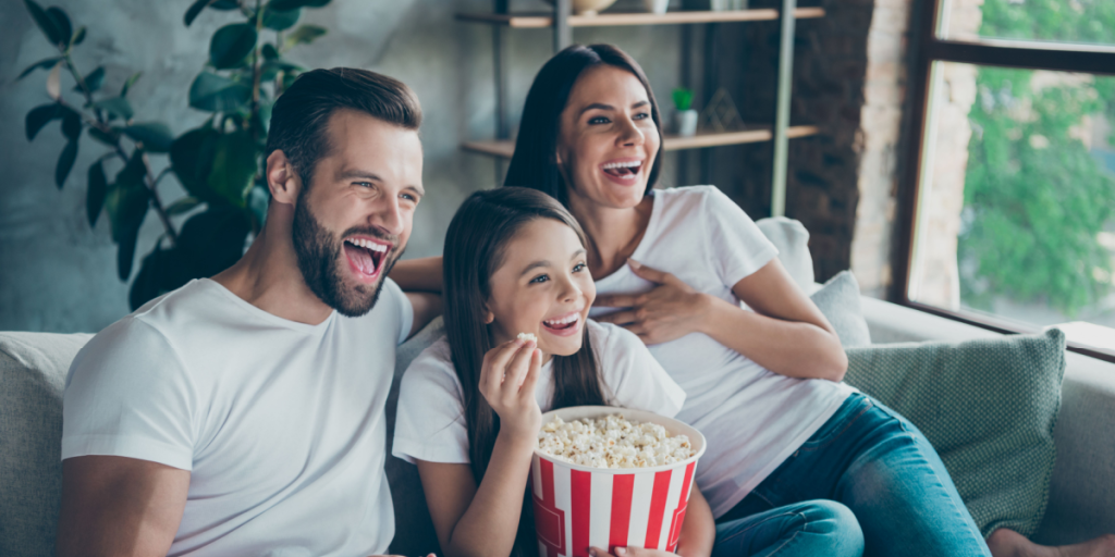 Movie, watching, laughing