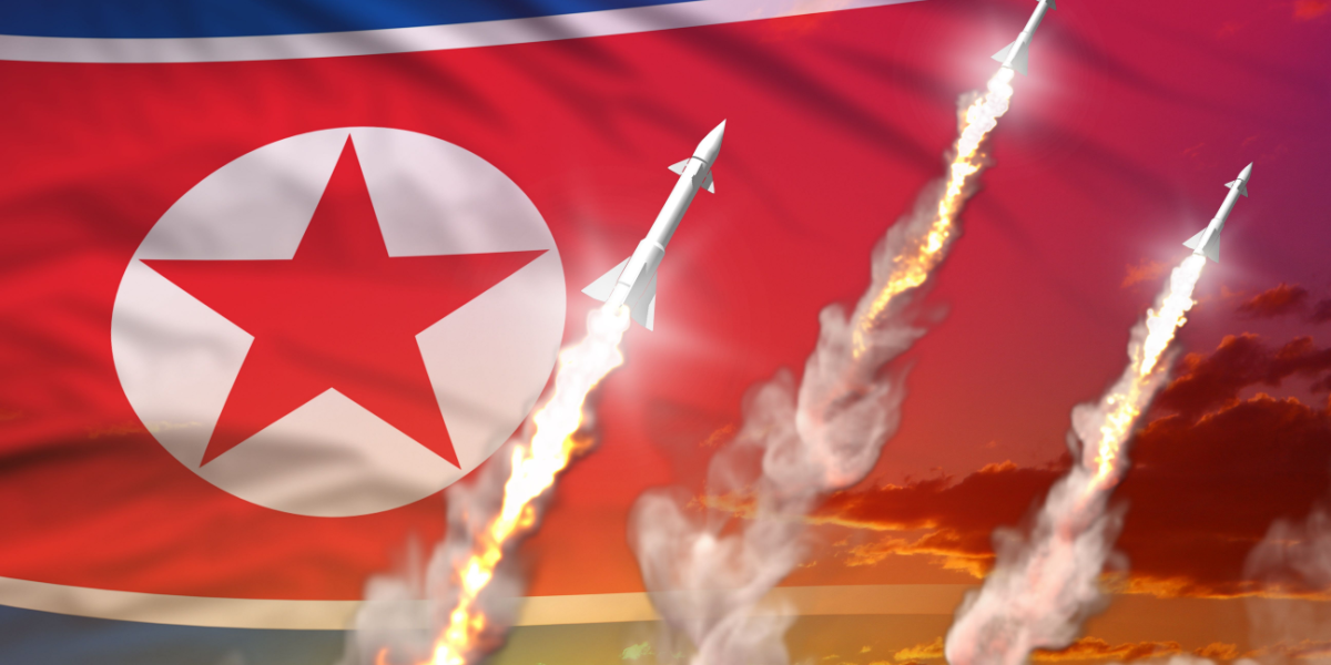 North Korea, flag, weapons, nuclear