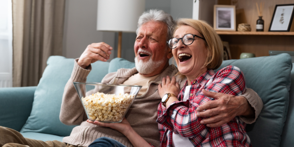 Movie, watching, laughing