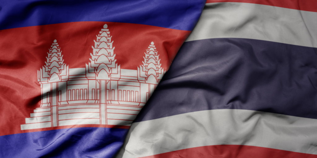 Thailand, Cambodia, flags