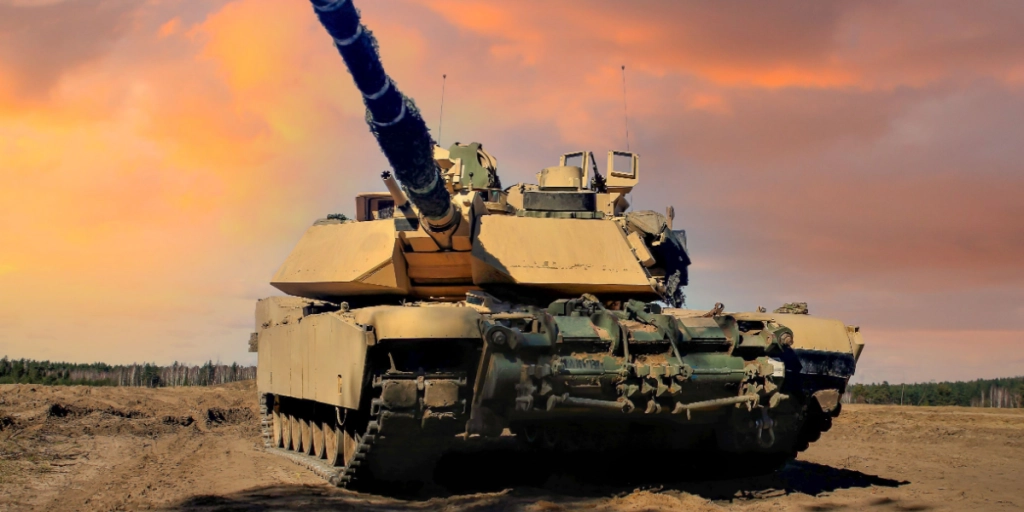 Rukla, Lithuania, April 5, 2016. M1A2 Abrams Tank in the action.