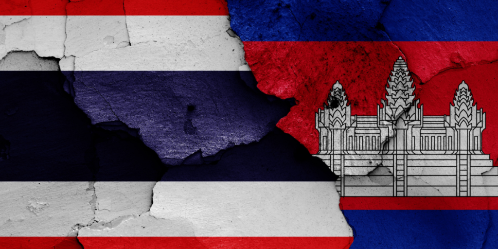Thailand, Cambodia, flags