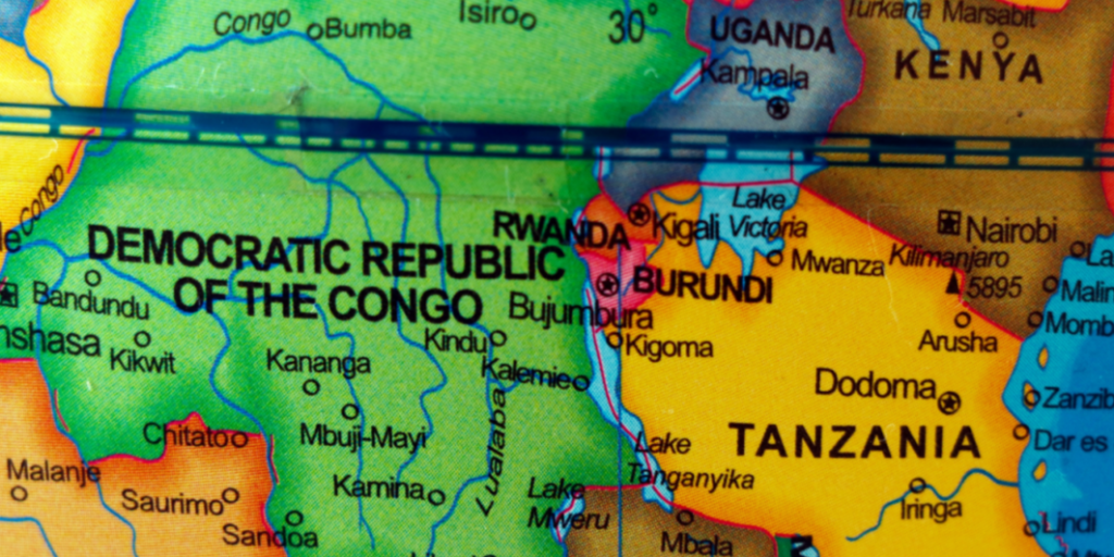 Rwanda, DR Congo, Africa, map