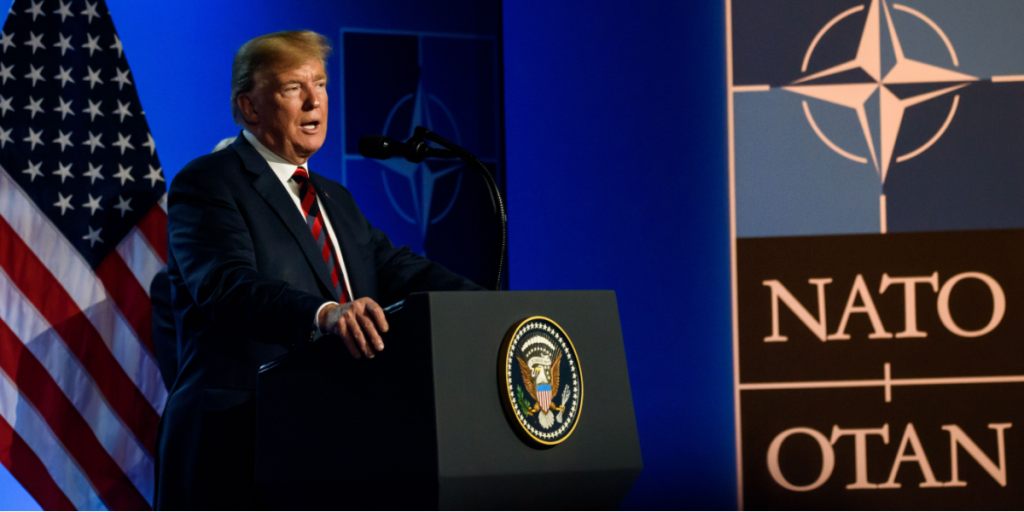 Donald Trump, President of United States of America, during press conference at NATO SUMMIT 2018.