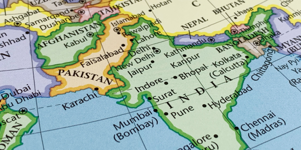 India, Pakistan, map