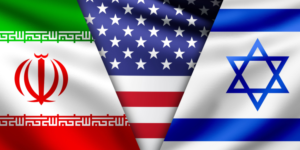 USA, Iran, Israel, flags
