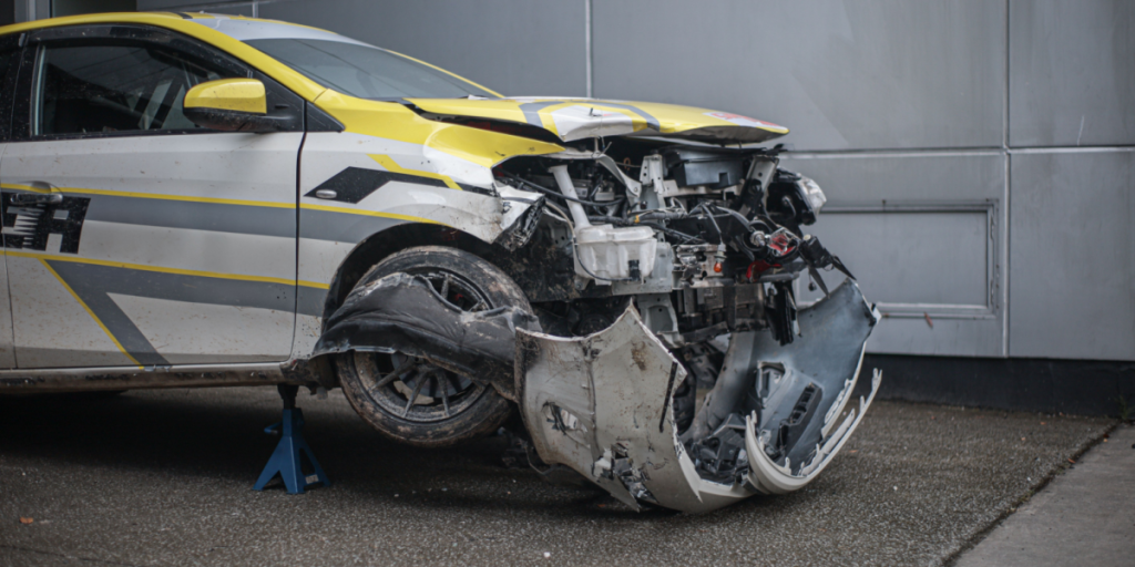 Race car, crash