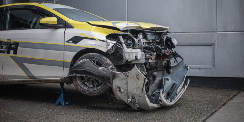 Race car, crash