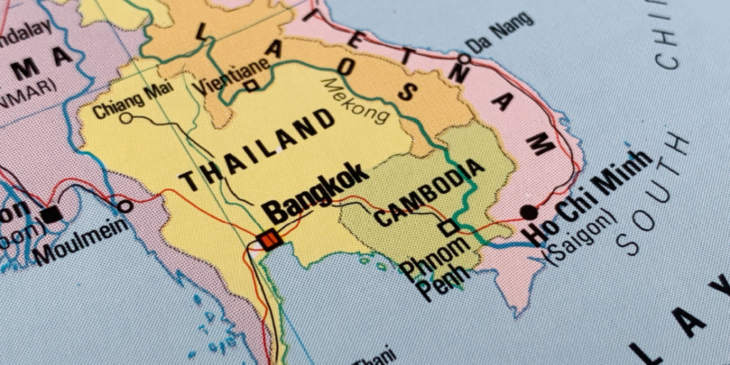 Thailand, Cambodia, Laos, border, map
