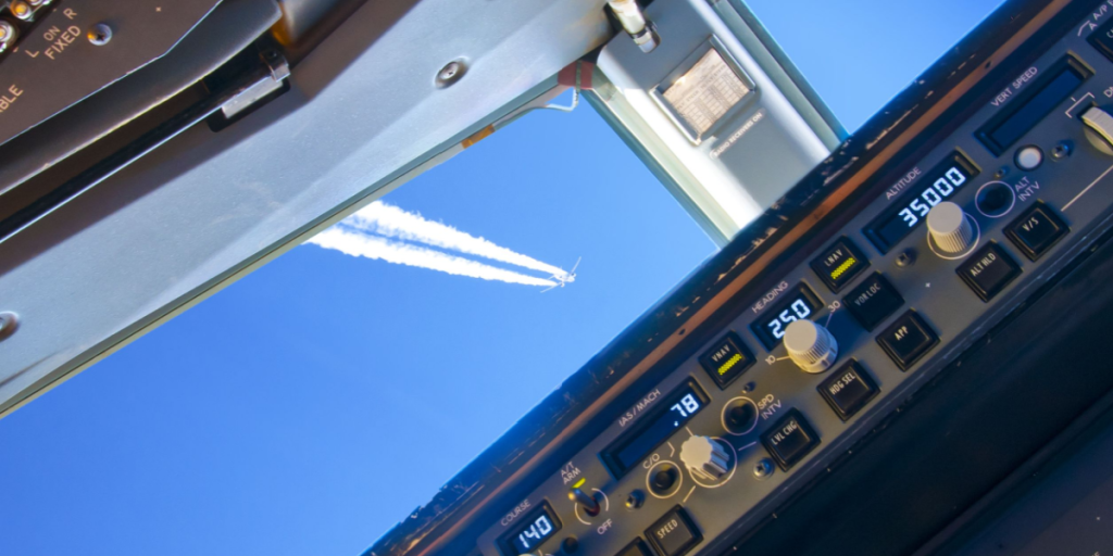 Aviation safety - air proximity as seen from the cockpit, airplane