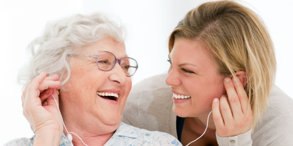 Listening, music, happy, headphones