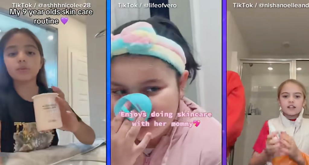 Sjuåringar i virala hudvårdsklipp på TikTok – experter varnar för allvarliga risker