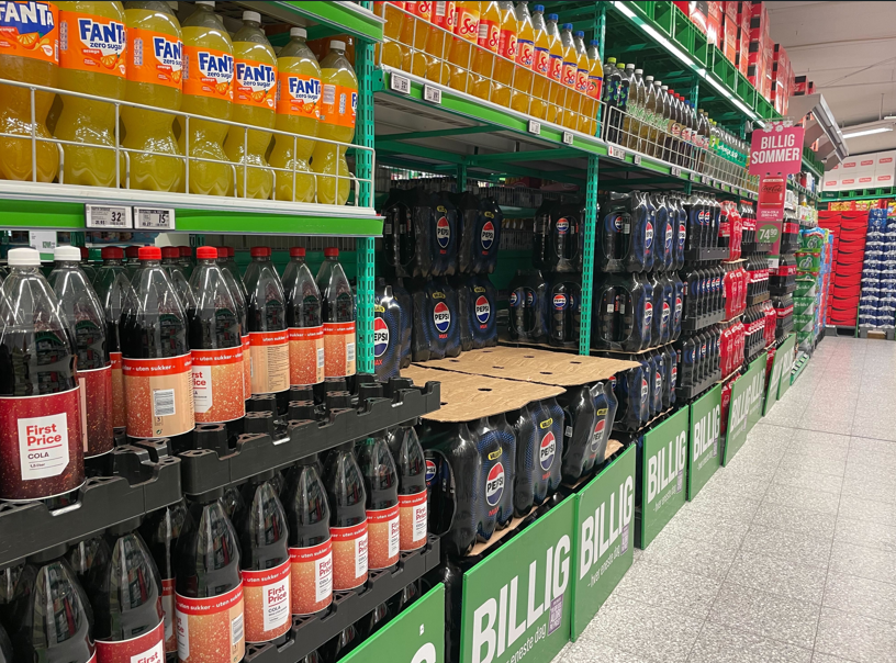 Billig Brus, Cola, Pepsi, Kiwi, Fanta, soda