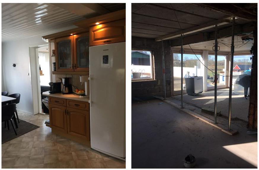 Kjøkken før og etter, renovering, kitchen before and after, renovation
