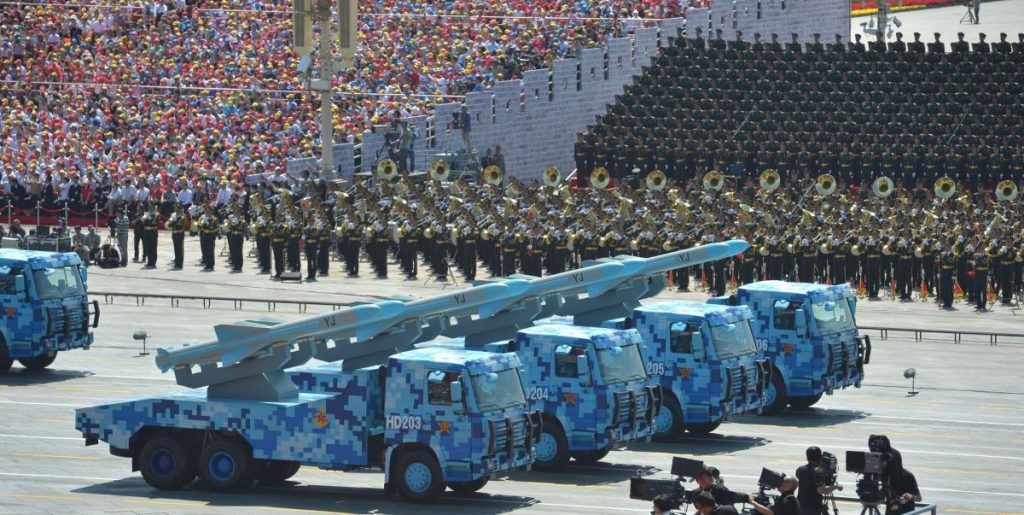 Missile launchers chinese in russian parade
