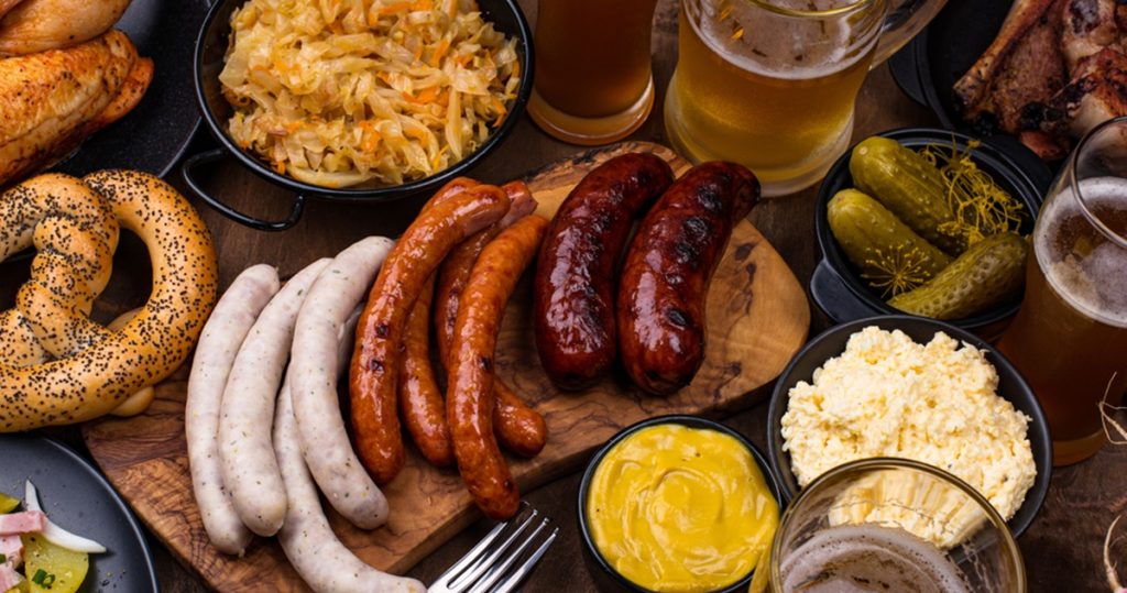 Oktoberfest,Dishes:,Beer,,Pretzel,,Sausage,,Stewed,Cabbage,,Potato,Salad,,Half