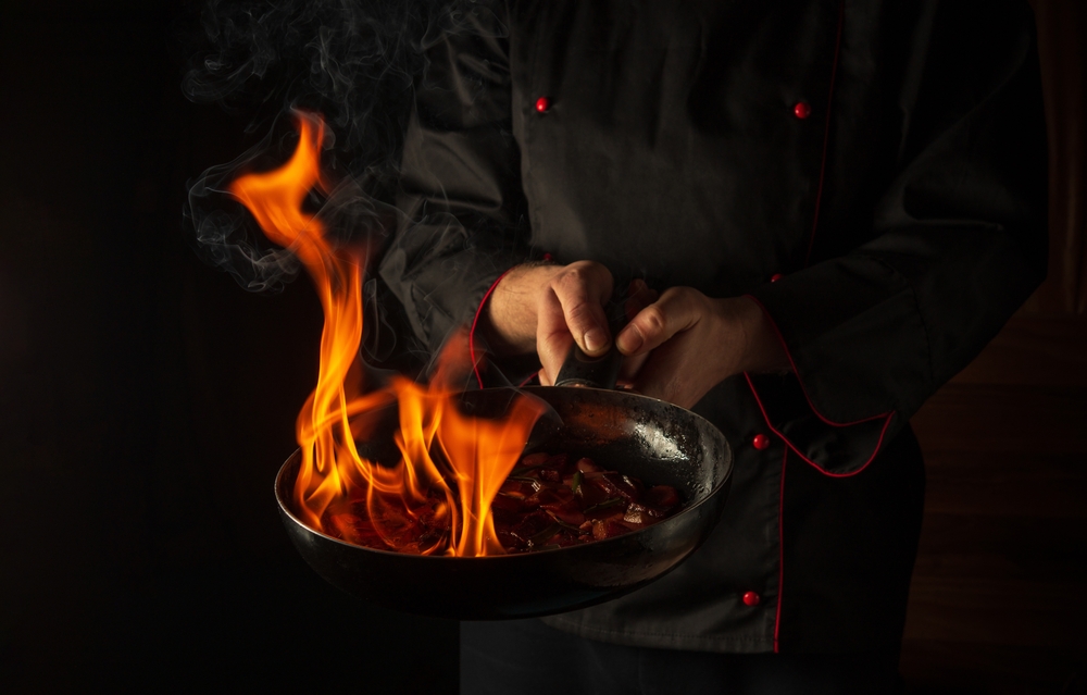 Chef, kok, flambere