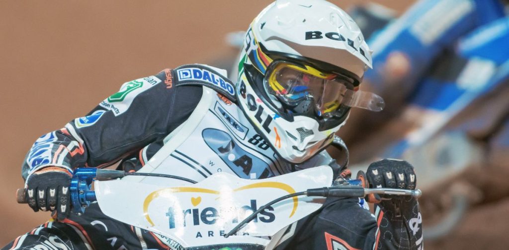 Niels Kristian Iversen (DEN) leading the heat at Stockholm FIM Speedway Grand Prix at Friends Arena in Stockholm