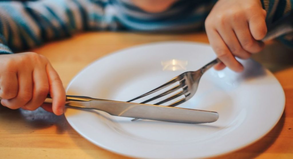 Child eating dinner