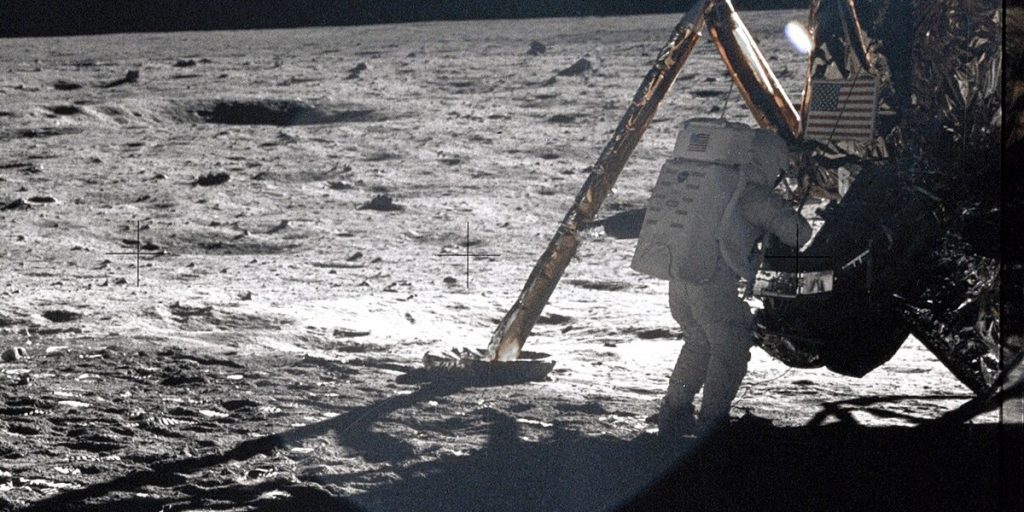 Neil Armstrong on the moon, moon landing