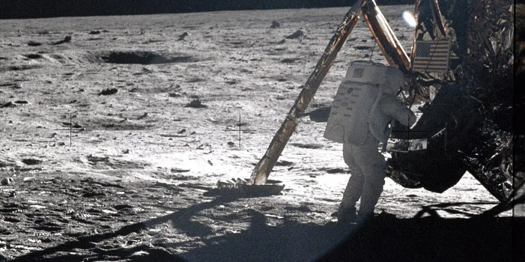 Neil Armstrong on the moon, moon landing